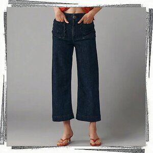 NWT: Denim “The Colette” Scallop Pocket Cropped Wide-Leg Jeans (27) by Pilcro